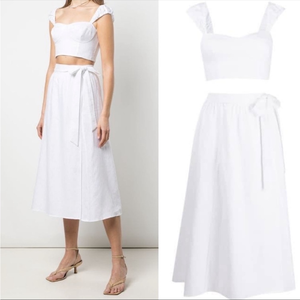 Reformation Clyde 2 Piece Set White Linen 6 New